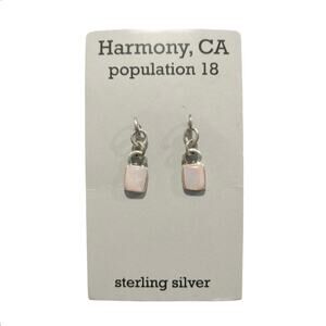 Population 18  Sterling Silver 925 Dangle Earrings Pink Glasswork Posts Signed